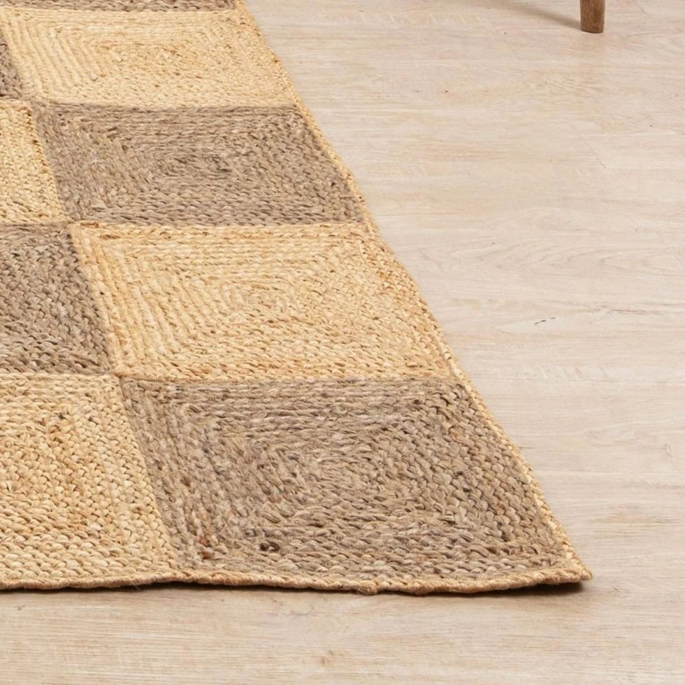 Flätad rutig jute-matta - Bild 4