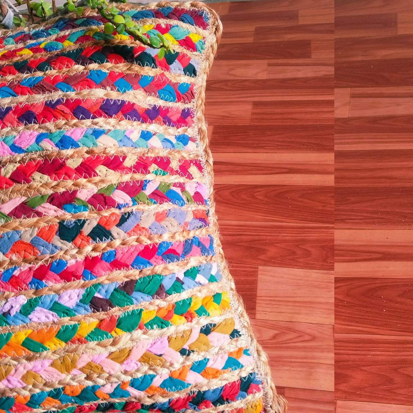 Färgglada kuddar i flätad jute från chindi Färgglada kuddar i flätad jute från chindi - Bild 3