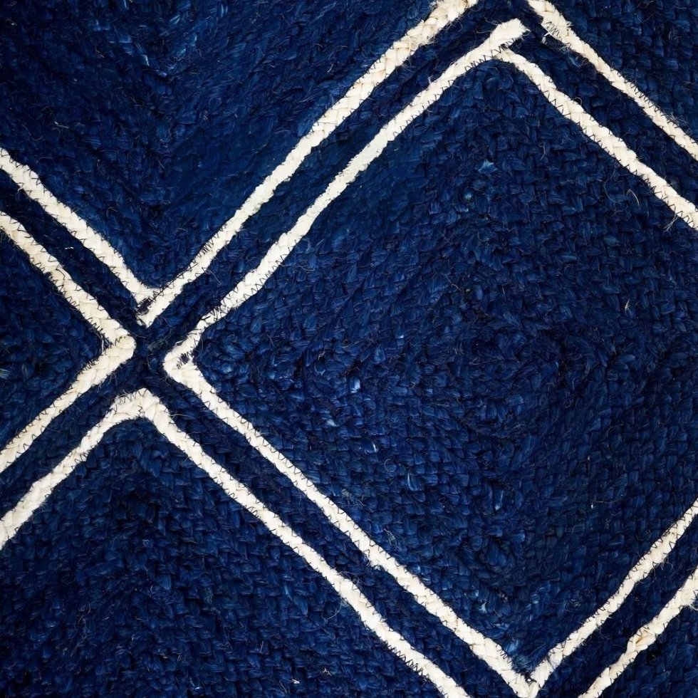 Diamant marinblå jute matta - Bild 5