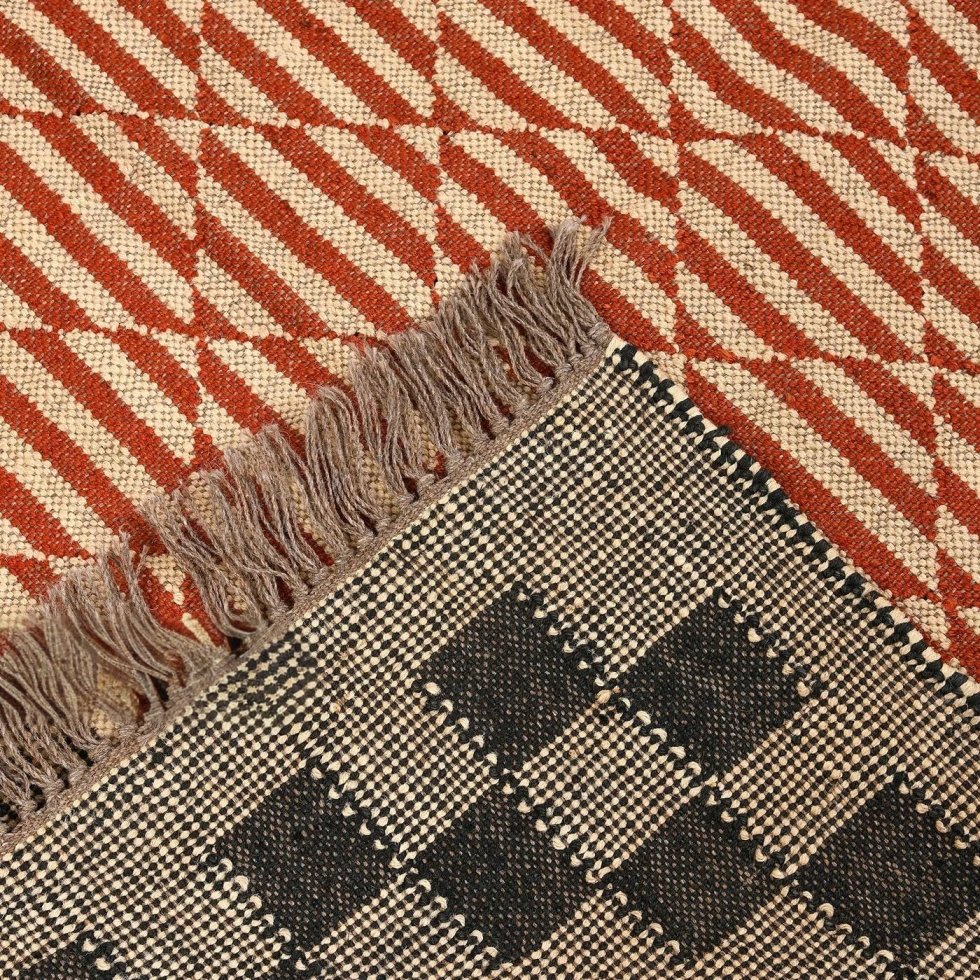 Geometrisk orange matta i ulljute - Bild 4