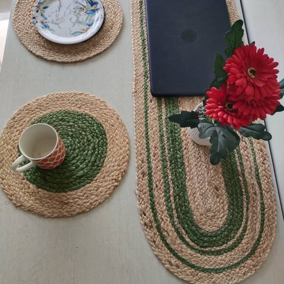 Gröna runda och ovala juteunderlägg - Bild 2