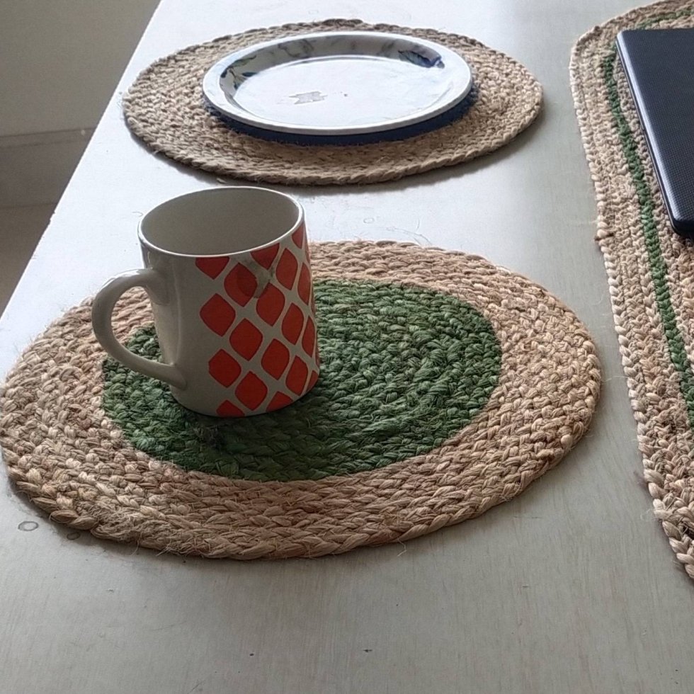 Gröna runda och ovala juteunderlägg - Bild 3