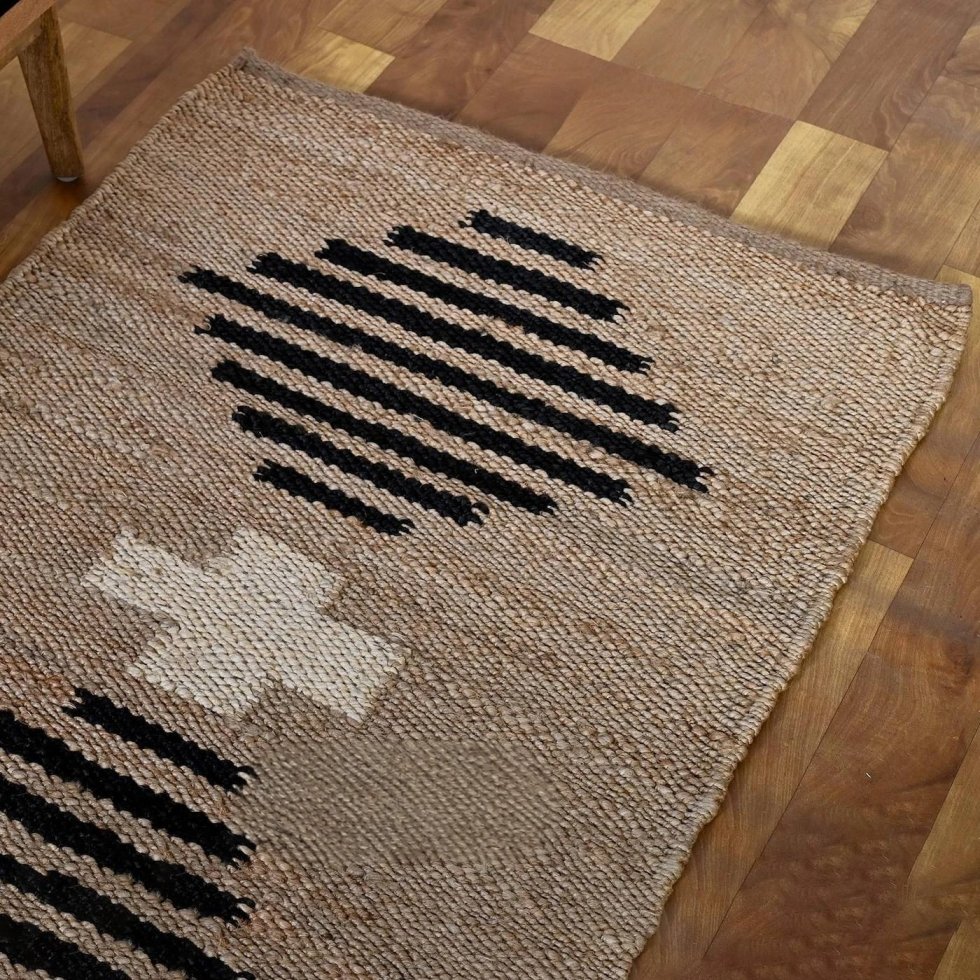 Diamantmönstrad matta av hampa och jute - Bild 3
