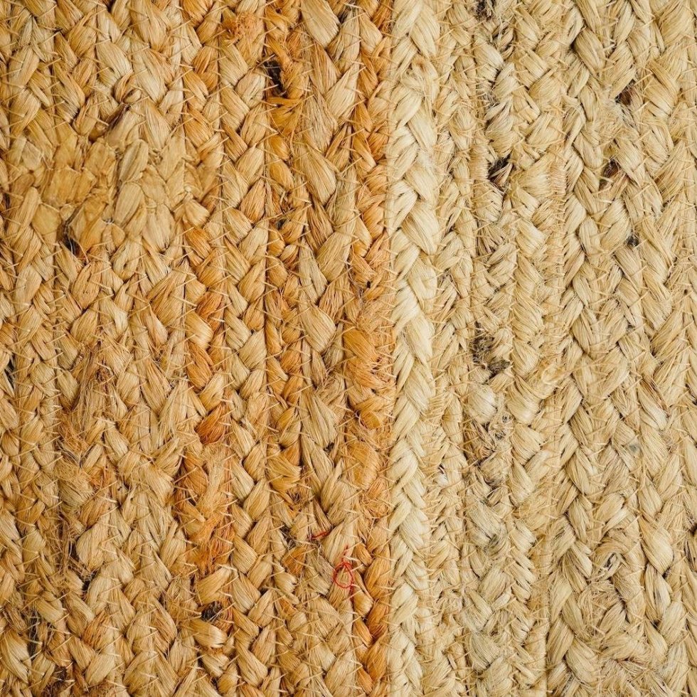 Elfenbensfärgad och naturfärgad flätad jute-matta - Bild 4