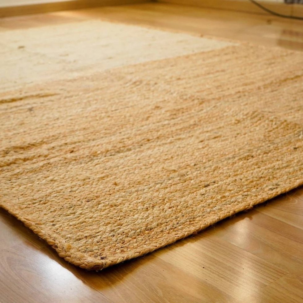 Elfenbensfärgad och naturfärgad flätad jute-matta - Bild 5