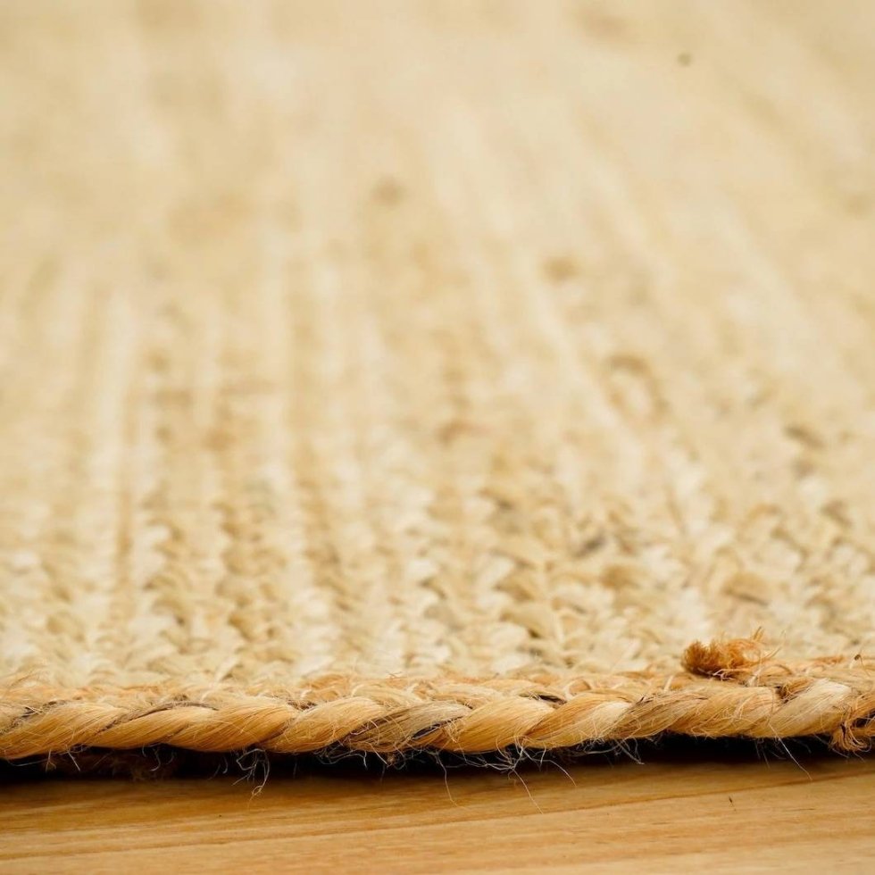 Elfenbensfärgad och naturfärgad flätad jute-matta - Bild 6