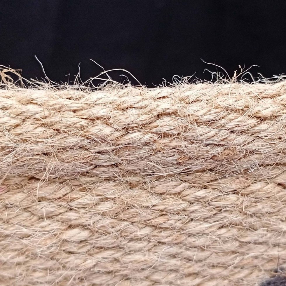 Rund korg i naturfärgad och brun jute - Bild 3
