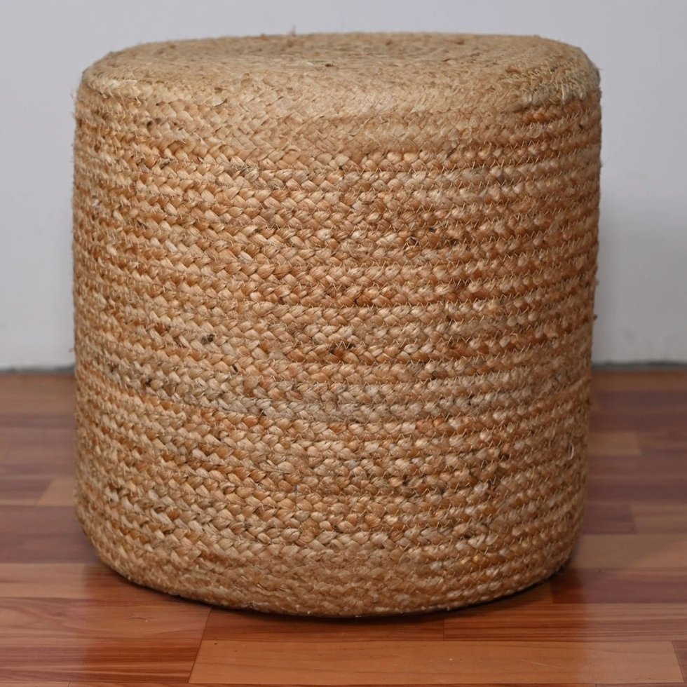 Puff ottoman i naturflätad jute - Bild 2