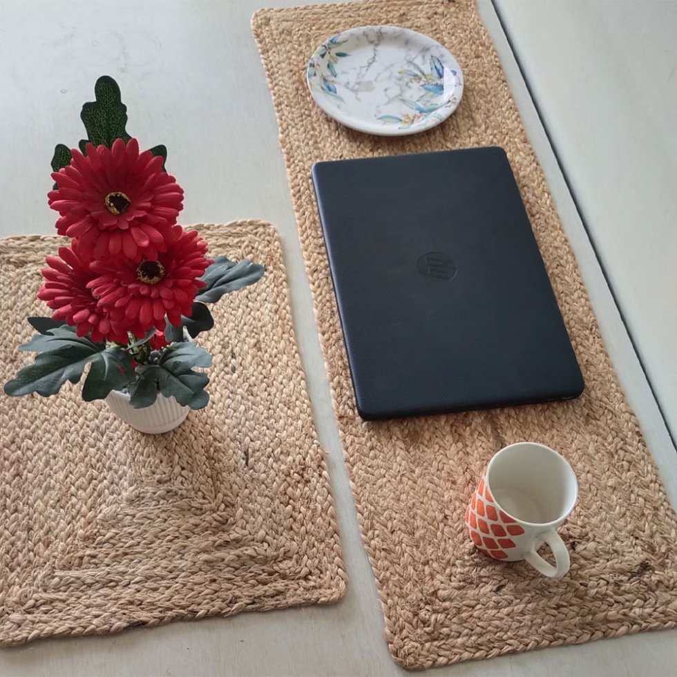 Rektangulära placemats av jute i naturmaterial - Bild 3