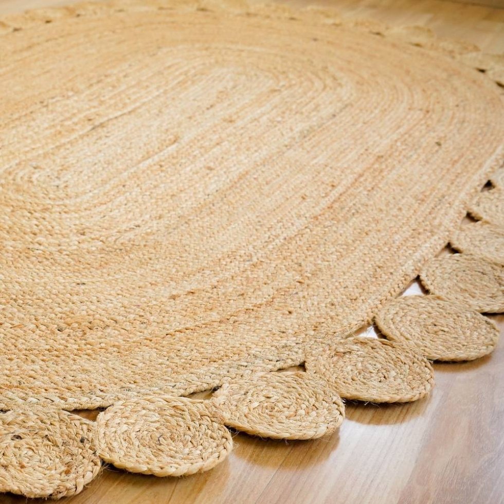 Naturlig oval matta i jute med skulpterad yta - Bild 2