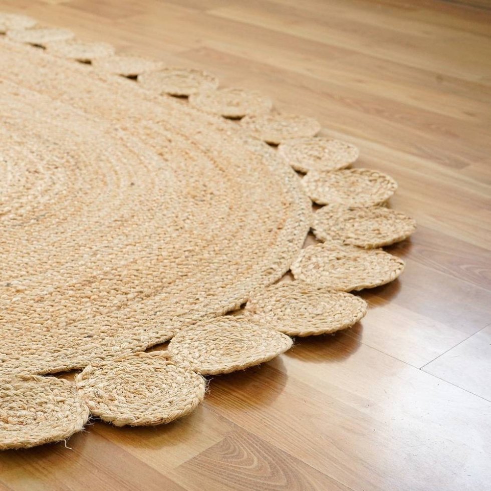 Naturlig oval matta i jute med skulpterad yta - Bild 4