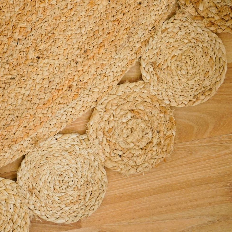 Naturlig oval matta i jute med skulpterad yta - Bild 5