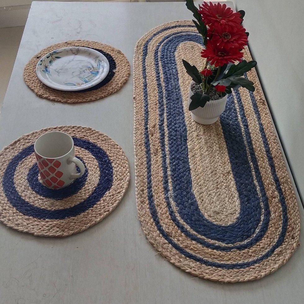 Runda och ovala juteunderlägg
