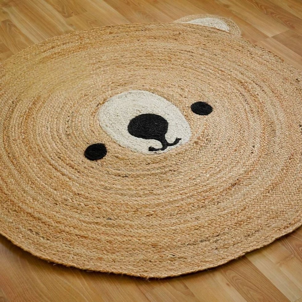 Rund jute matta barnrum