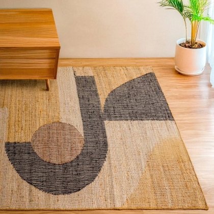 Rustik modern jute matta vardagsrum