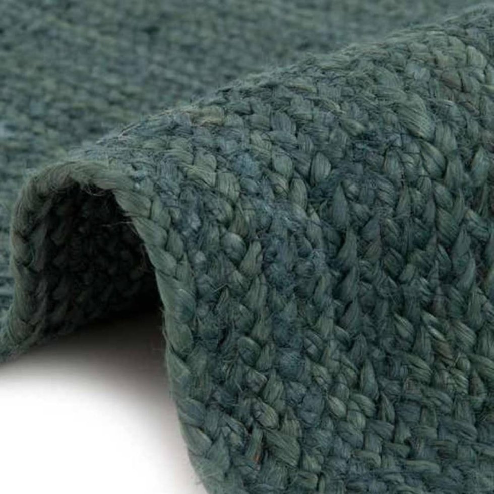 Tealgrön flätad rund jute matta - Bild 5