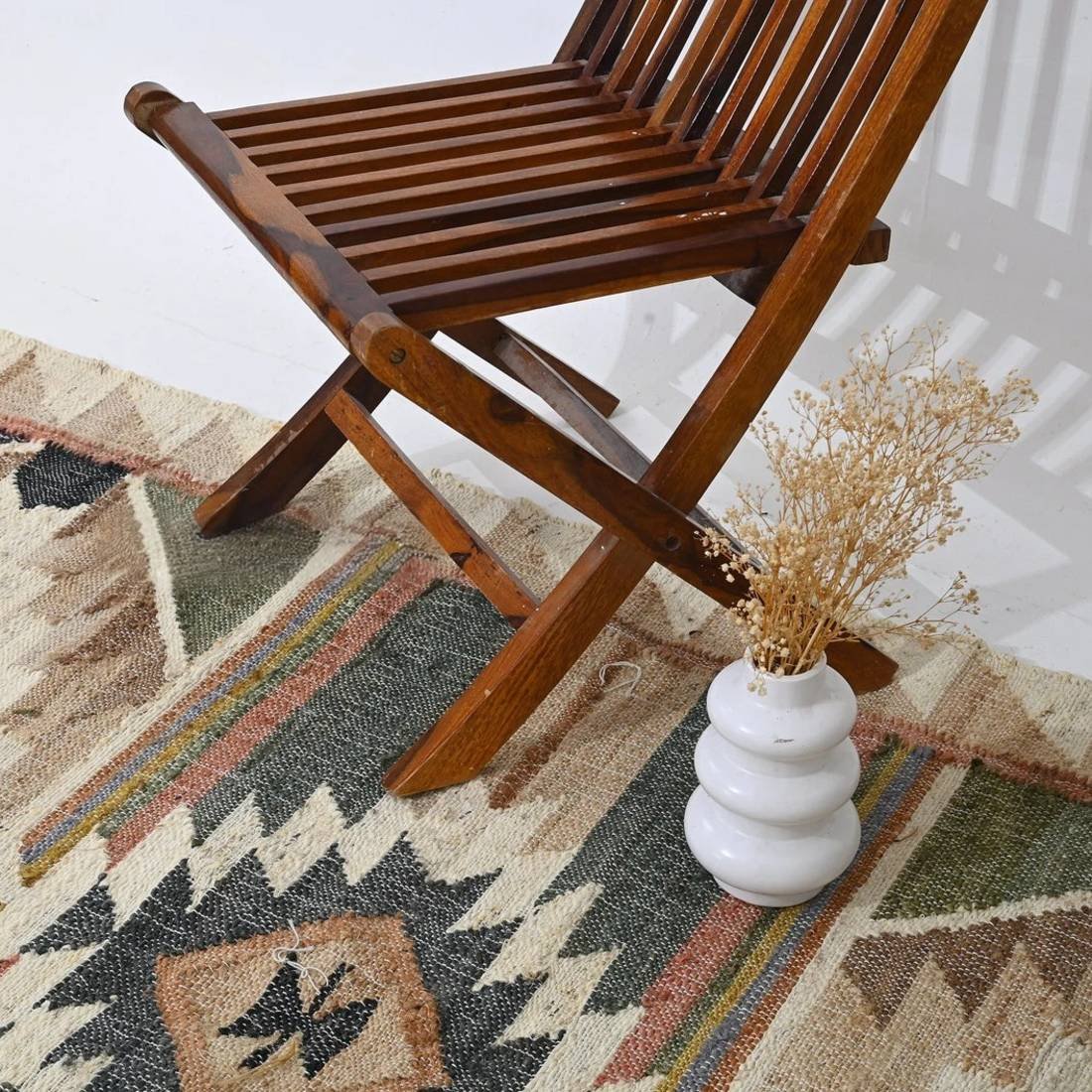 Vintage kelimmatta i bomull och jute Vintage kelimmatta i bomull och jute - Bild 4