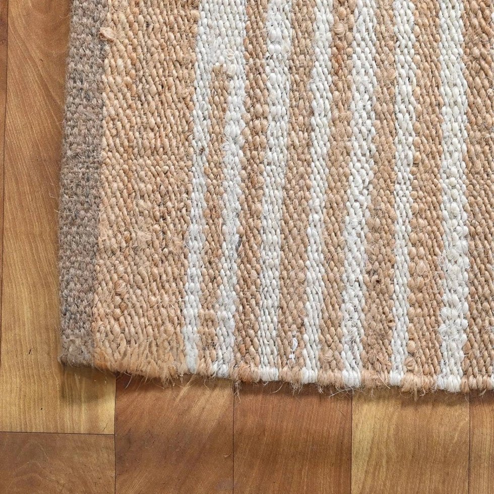 Vit jute matta diamantmönster - Bild 4