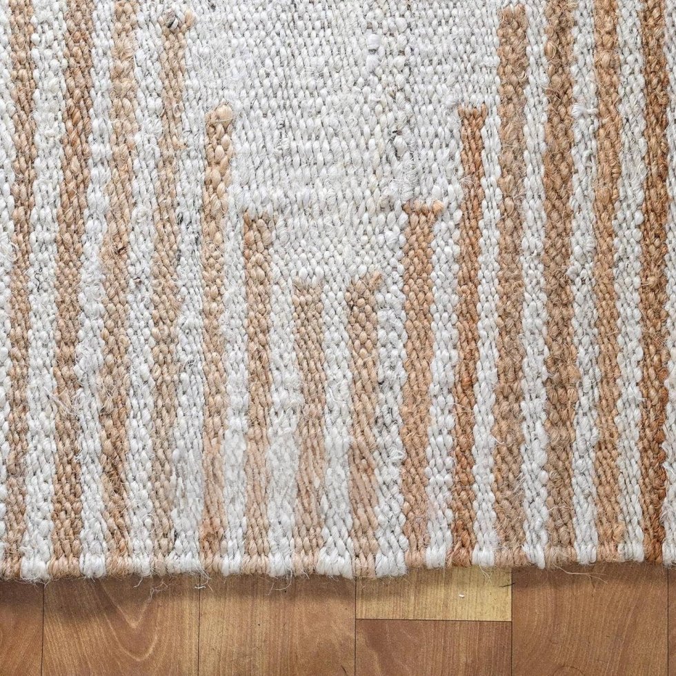 Vit jute matta diamantmönster - Bild 5