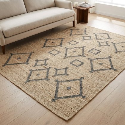 Handwoven tribal cotton and jute rug