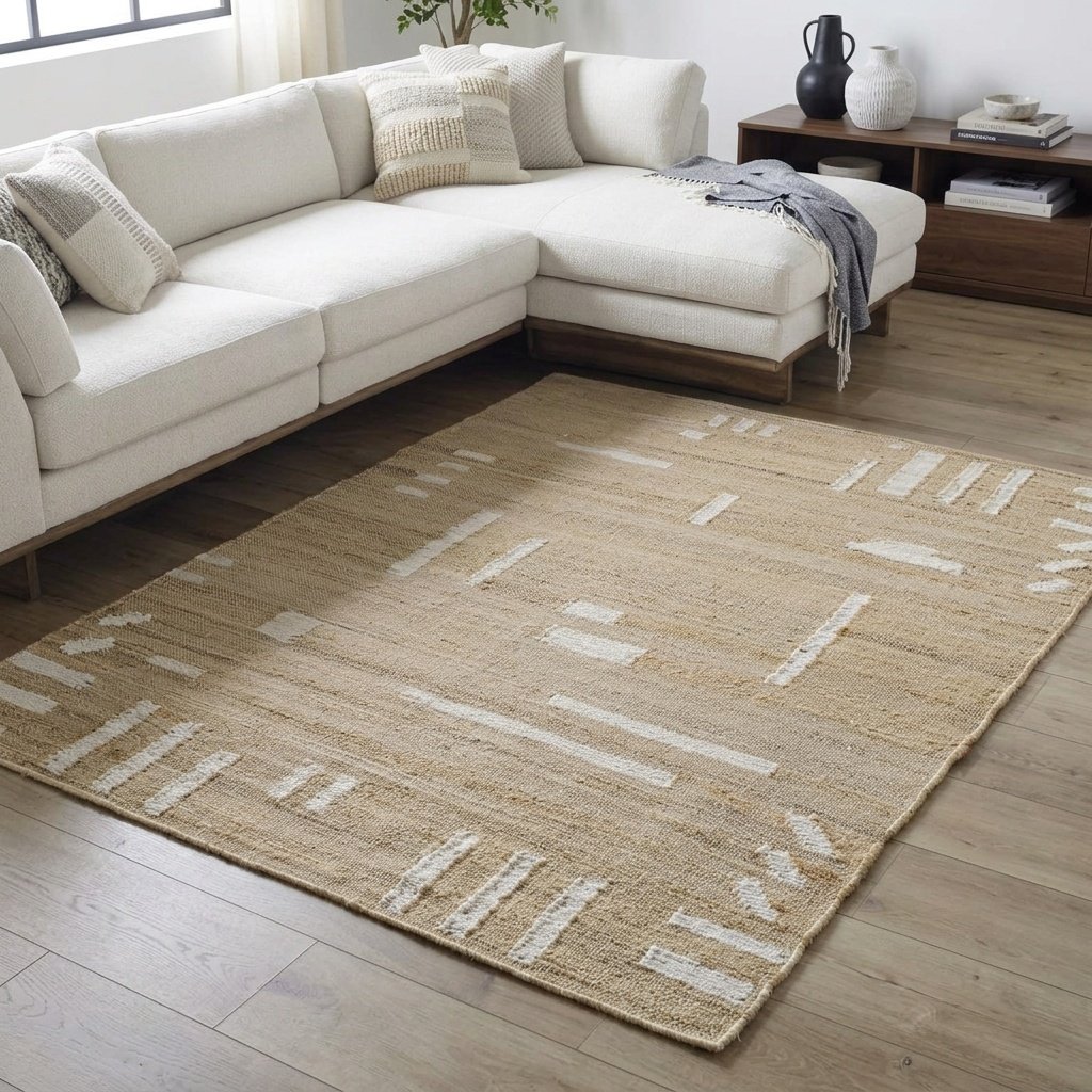 Vardagsrumsmatta i bomull och jute Living room cotton and jute rug