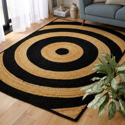 Natural black jute rugs for living room