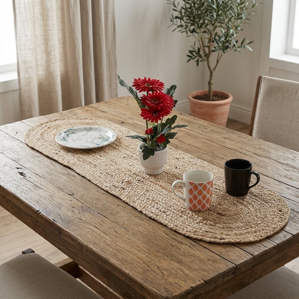 Naturliga flätade ovala jute-placemats Natural braided oval jute placemats