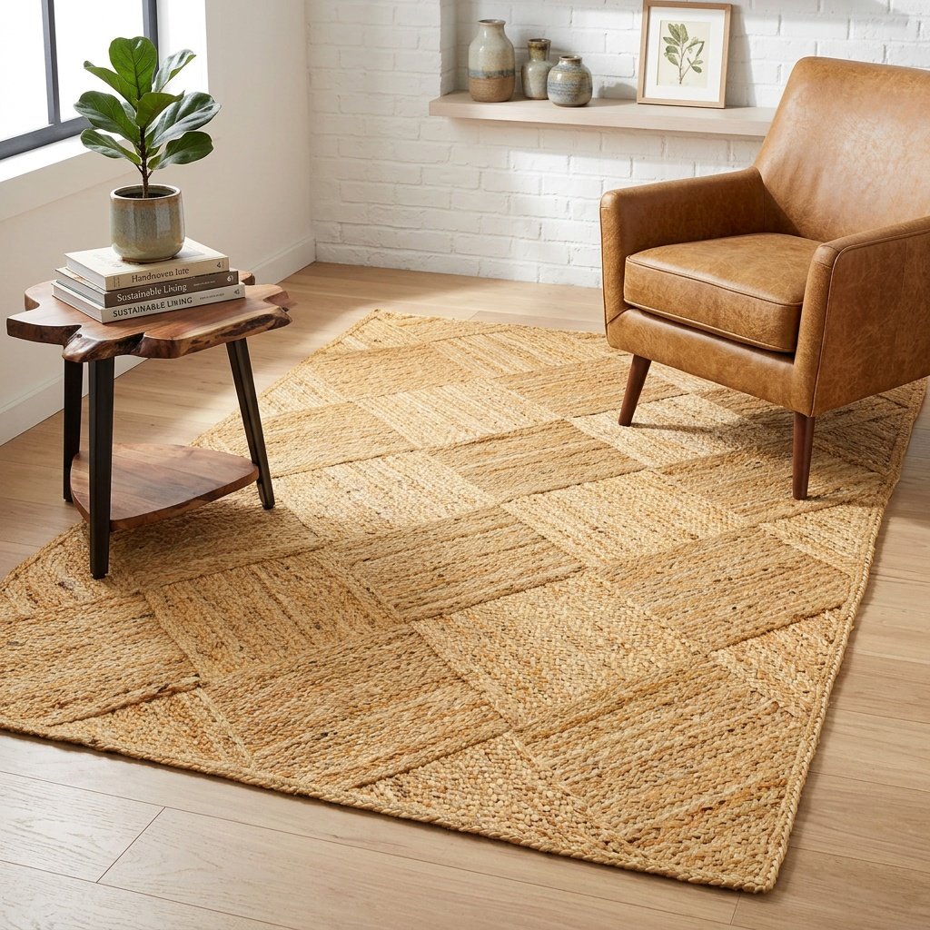 Naturlig handvävd matta i diamantjute Natural handwoven diamond jute rug