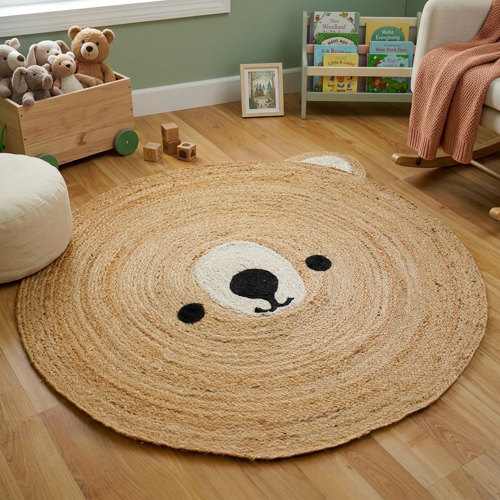 Rund jute matta barnrum Round jute rug kids room