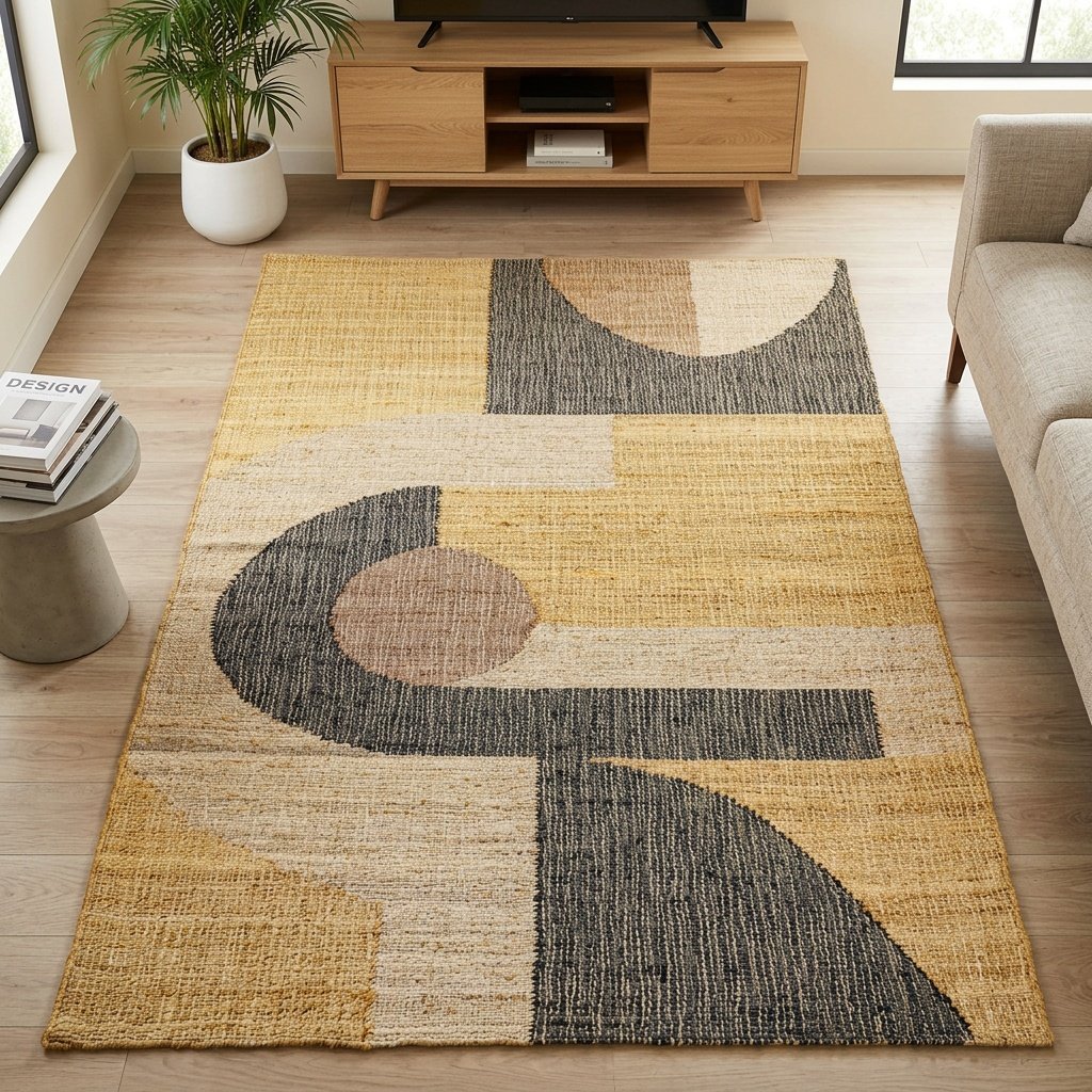 Rustik modern jute matta vardagsrum Rustic modern jute rug living room