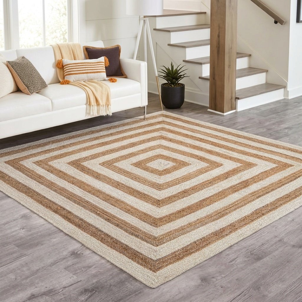 Vit jute matta square target White jute rug square target