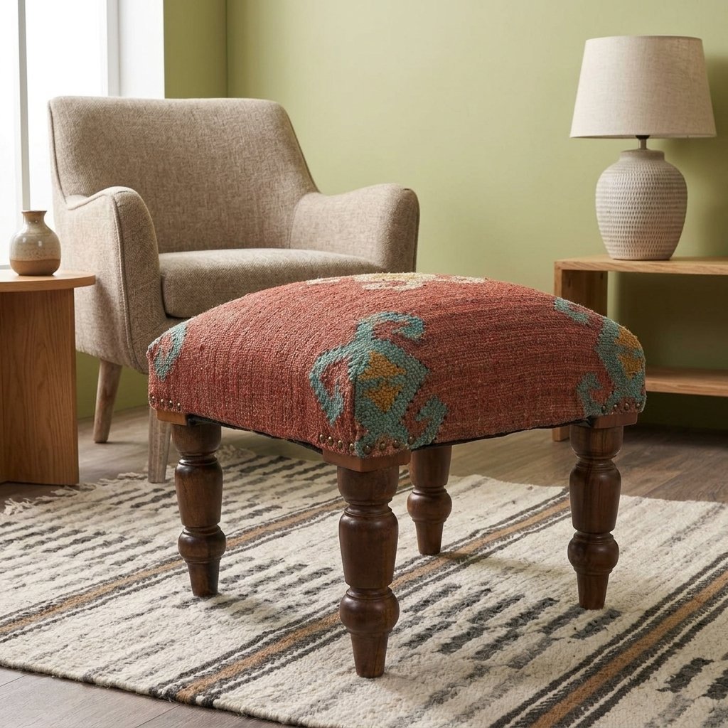 Ottoman pall i röd jute från Navajo Navajo red jute ottoman stool